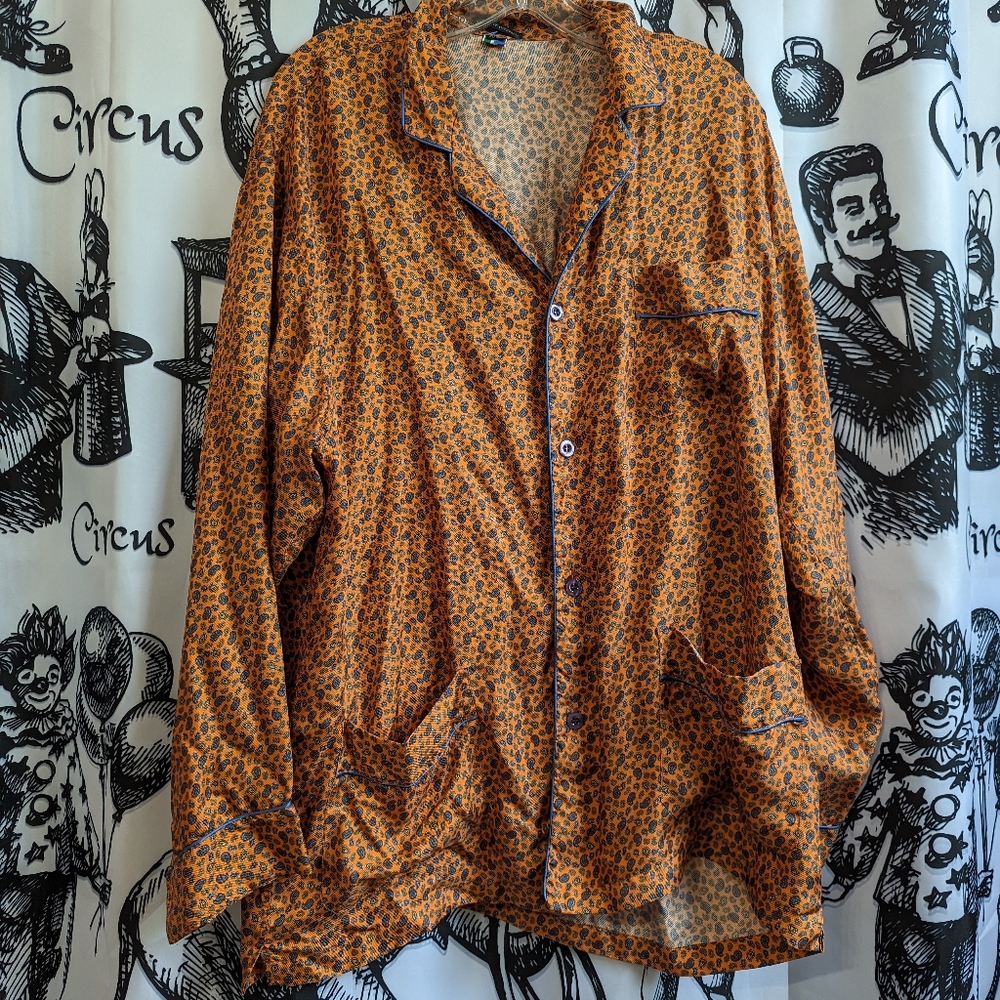 Vintage Bergdorf Goodman Orange & blue silk paisley print button down. XL54